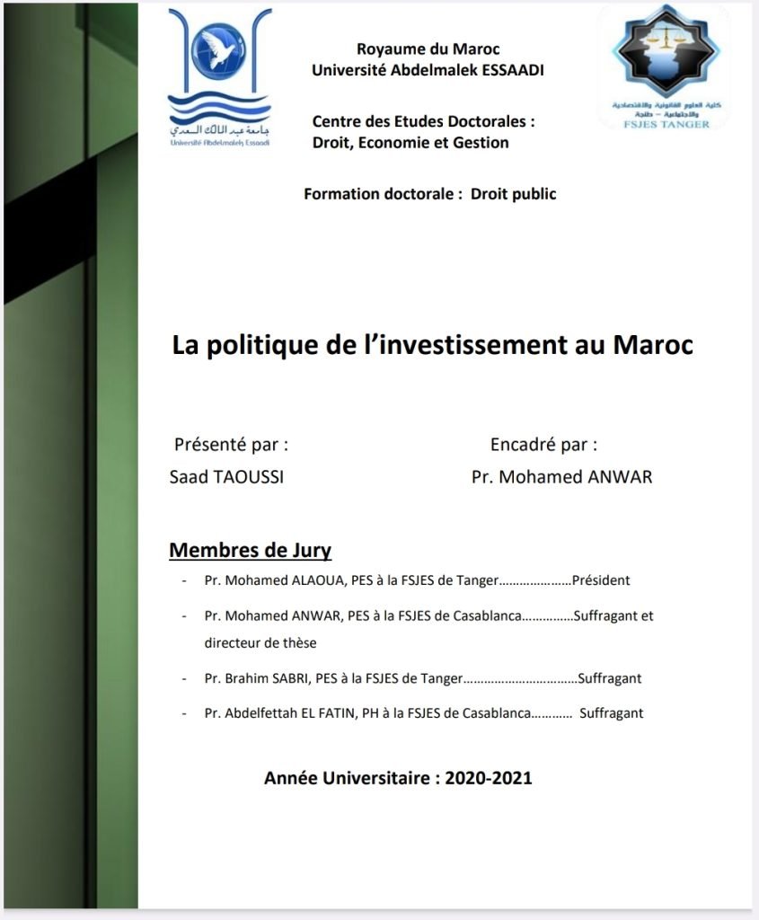 la politique de l'investissement ou maroc 13